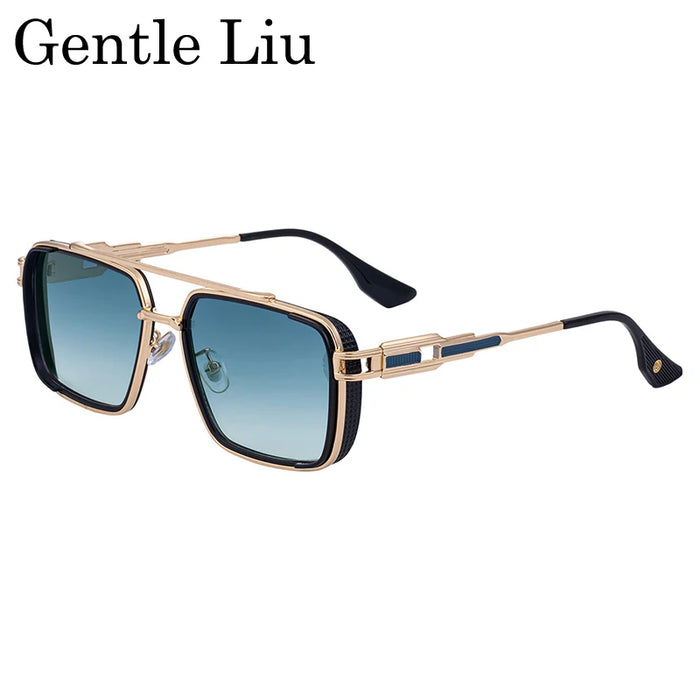 Lunettes de soleil Steampunk Classique Carrées Homme 2026 Marque de luxe Punk Métal Double Pont Lunettes de soleil pour Homme UV400 Lunettes de conduite Punk