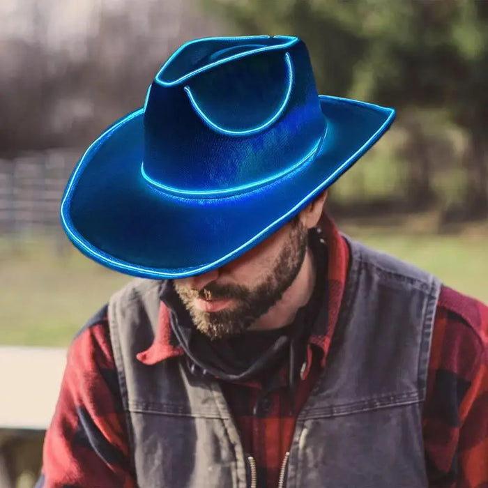 Chapeaux lumineux pour adultes, coiffes de fête, chapeau de cowboy lumineux LED, chapeau de cowboy lumineux à piles, chapeau de cowboy scintillant.