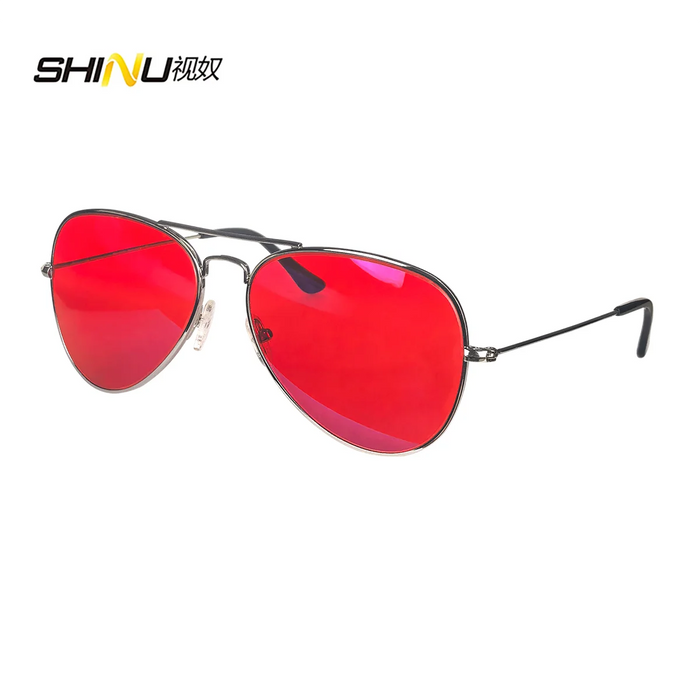 SHINU Gafas con lentes de bloqueo de luz azul para hombre, lentes naranjas, filtro de luz azul, mejor sueño y descanso, montura de metal