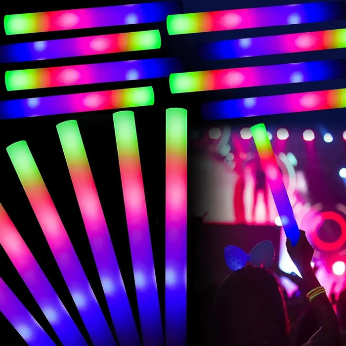 5/10/30 unidades 4 modos barras luminosas de espuma de colores con LED, barras luminosas intermitentes, suministros para fiestas de camping, raves, festivales, bodas, conciertos