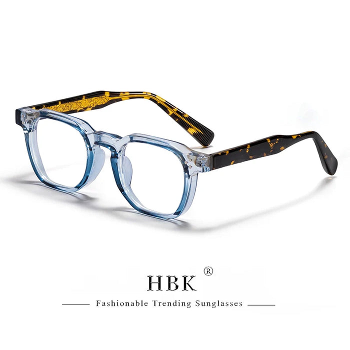 HBK Retro Square Glasses Frames Men Flat Lenses Anti Blue Light TR90 Eyeglass Frames High-Quality Reading Eyeglasses for Women