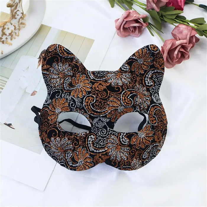Máscara de encaje sexy para mujer, suministros de cosplay de gato, fiesta de baile, mascarada, máscara de zorro, decoración de cara de animal para parejas, accesorios para ojos