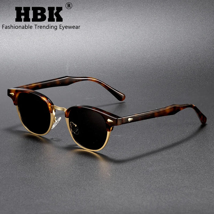 HBK Classic Men's Small Round Sunglasses Semi Frameless Metal Frame Design Sun Glasses Women's Business Outdoor Driving Eyewear