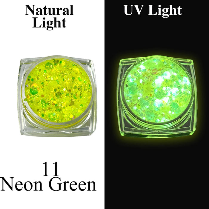 Luminous Glitter Gel Face Body Art Makeup UV Glow in The Dark Waterproof Long Lasting for Party Rave Festival Cosmetic Tool