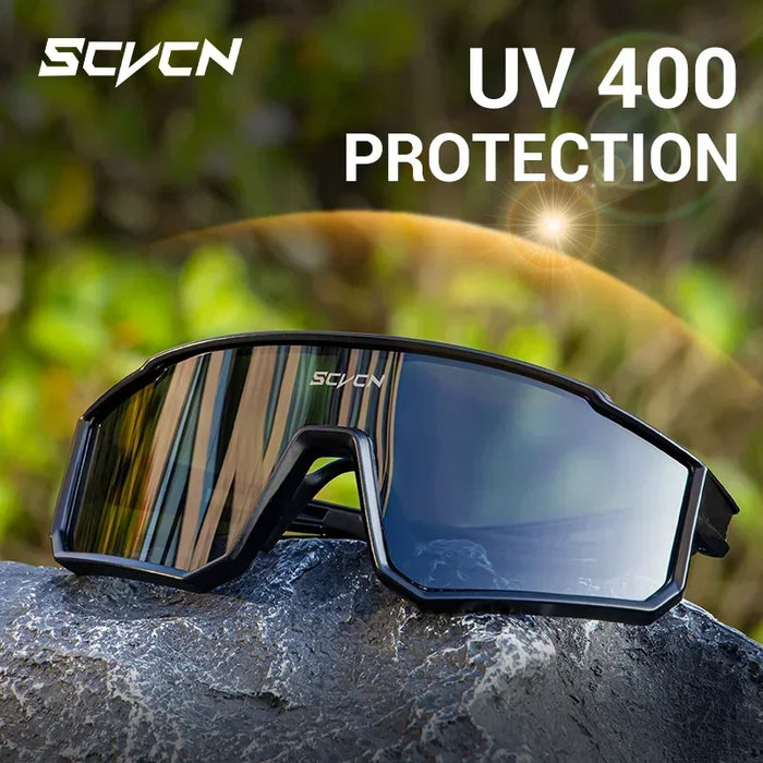 SCVCN Upgraded Outdoor Sports Cycling Glasses Men Women Running Sunglasses UV400 Mountain Camping Fishing Eyewear MTB Goggles