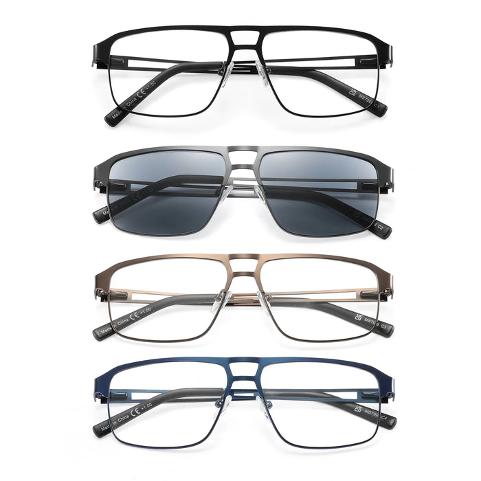 Gafas de lectura de luz azul para hombres con montura de metal, gafas de ordenador, lupa para presbicia con lentes de +0,75~3,0