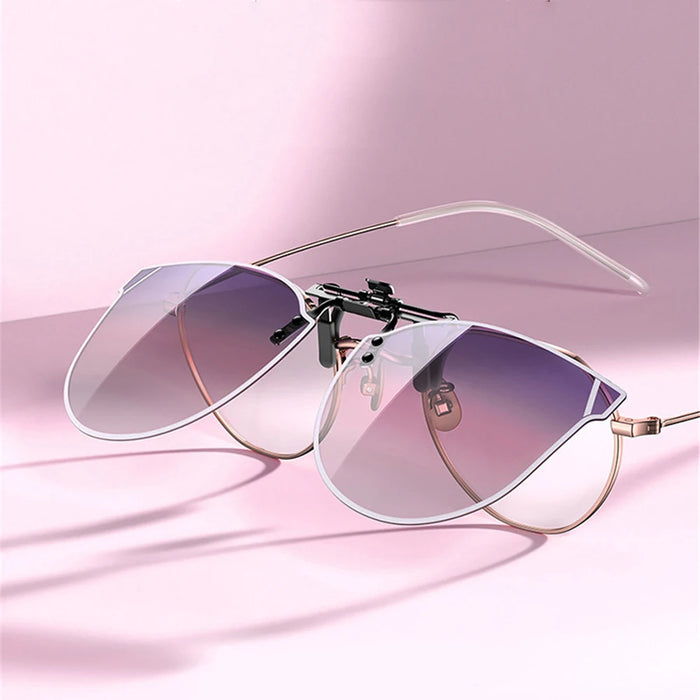 Gafas de sol de mujer VIVIBEE estilo ojo de gato degradadas con clip, gafas de sol polarizadas de gran tamaño para conducir de mujer, gafas moradas