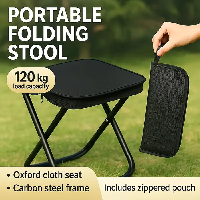 Compact Portable Folding Camping Stool Durable Iron Frame Lightweight for Picnic Fishing Hiking