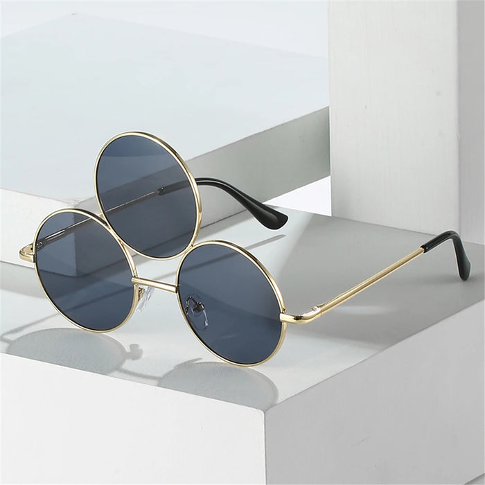 Novel Third Eye Round Metal Frame Sunglasses Chinese Style Erlang God Three Eyes Glasses Funny Party Halloween Cosplay Glasses
