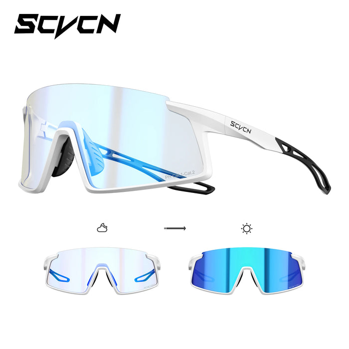 SCVCN Men Women Outdoor Sports Photochromic Running Casual Goggles MTB Bike Glasses UV400 Hiking Eyewear Cycling Sunglasses