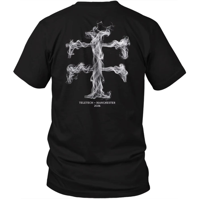 Teletech Manchester 2026 Camiseta Estampada en la Espalda Techno Rave Música Electrónica Camiseta Gráfica de Algodón Oversized para Hombre y Mujer