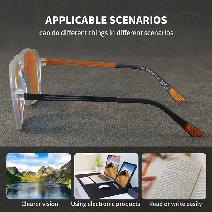 Men Square Progressive Multifocal Reading Glasses Coated Red Sunglasses Men's Ultralight Frames Luxury Designer Brand Eyewear