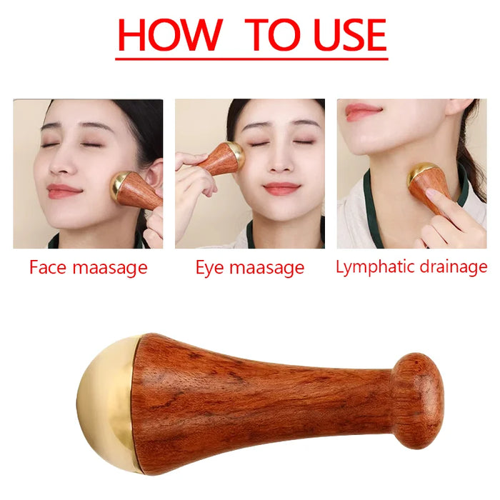 Guasha Massage Tool Face Gua Sha Face Copper Wood Scraping Stick Kansa Hammer Face and Foot Massage