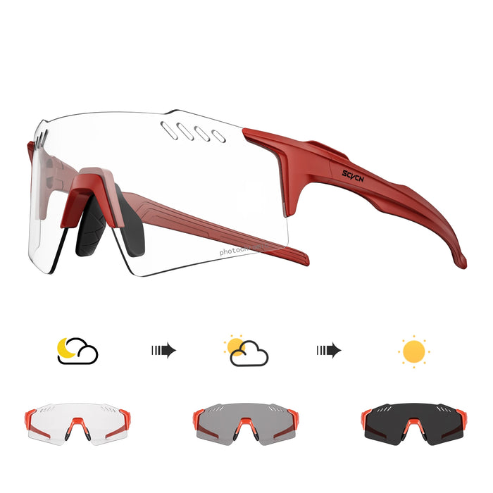 SCVCN Photochromic Cycling Glasses Outdoor Running Eyewaer Fashion Sports Bicycle Sunglasses MTB Road Bike Glasses