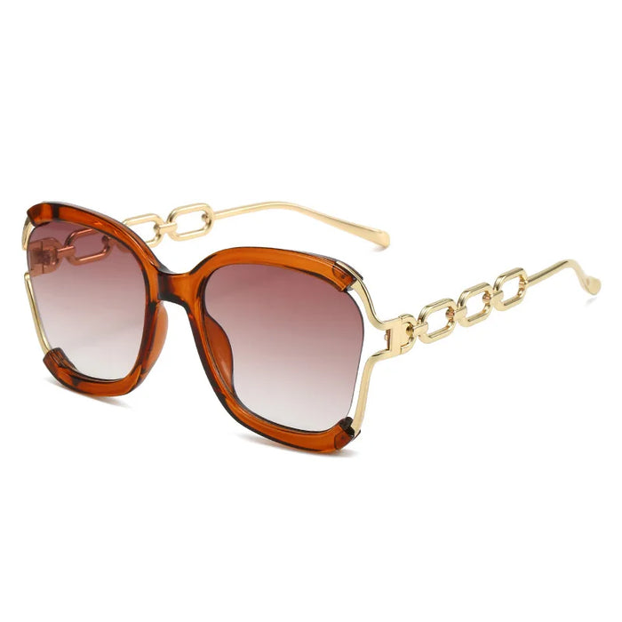 Luxury Square Sunglasses  Women UV400 Retro Brand Chain Metal Frame Shades Summer Sun Glasses for Female