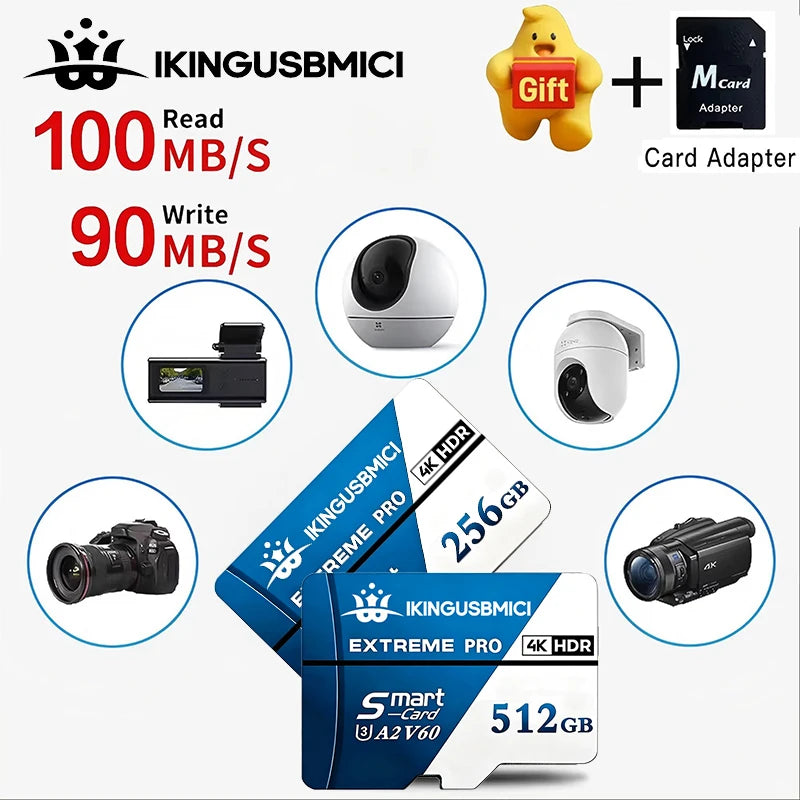 Memory Card TF Cards SD Cards Micro TF SD 32GB 512GB 64GB Card A1 V30 UHS-I Class 10 for Smartphone PC Surveillance Gaming