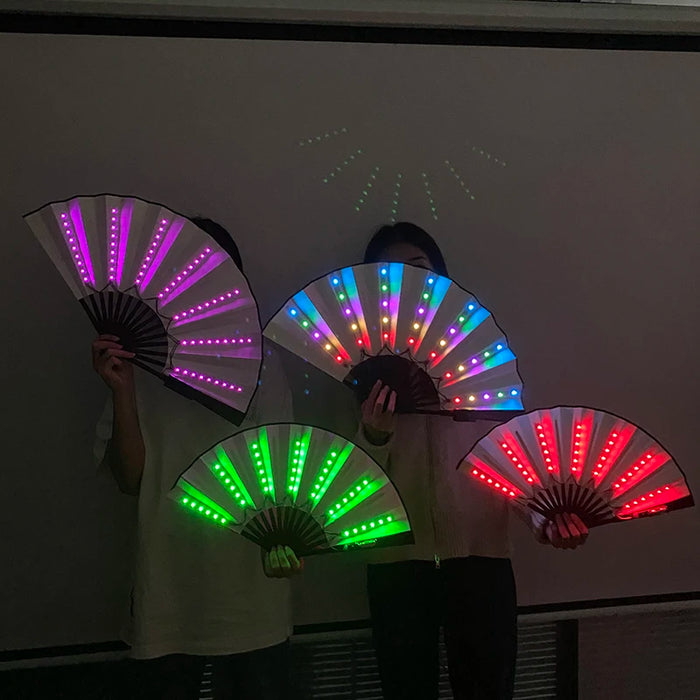 Luminous Folding LED Fan Dancing Light Fan Flashing For Night Music Show Rave Festival Accessories Glowing In The Dark Party