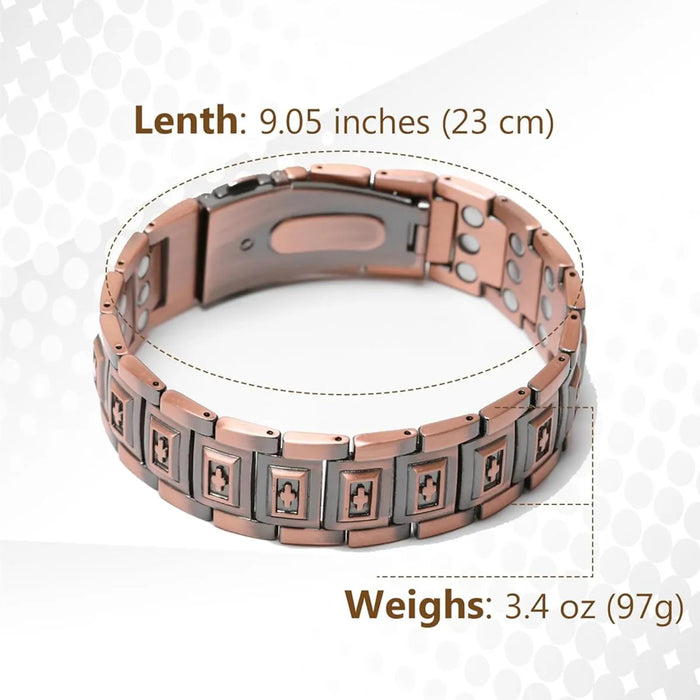ARADOO Premium Copper Bracelet for Men with 3X Strength,Magnetic Therapy Cross Wristband Jewelry Gifts