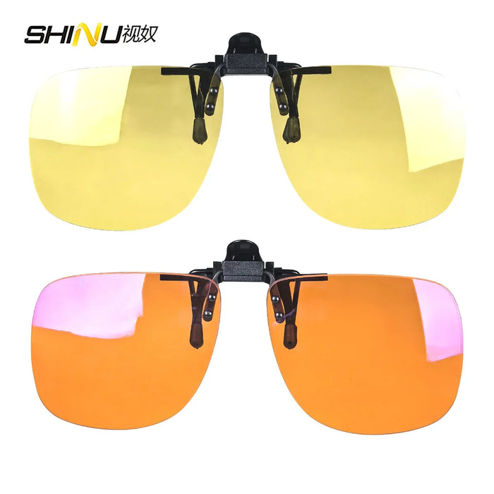 Polarized Clip-On Glasses Yellow Lenses For Night Vision Red Lenses Better Sleep Orange Gaming Glasses Blue Light Blocking