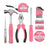 Pink Portable Hand Tools Combination Home Repair Tool Kit with Hammer Vise Wrench Screwdriver for DIY and Car Emergency
