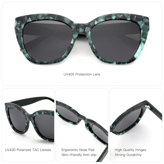 ZENOTTIC Gafas de sol polarizadas de mariposa, de moda, marco grueso para mujer, gafas de sol de acetato para conducir, protección UV400