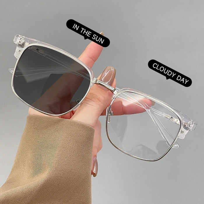 BEAU FIVE 2026 New Vintage Metal Frame Photochromic Blue Light Blocking Glasses Auto-Tint UV Protective Stylish Eyewear F108