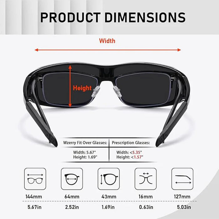 Gafas de sol para usar sobre lentes para mujer y hombre, diseño elegante, polarizadas, protección UV