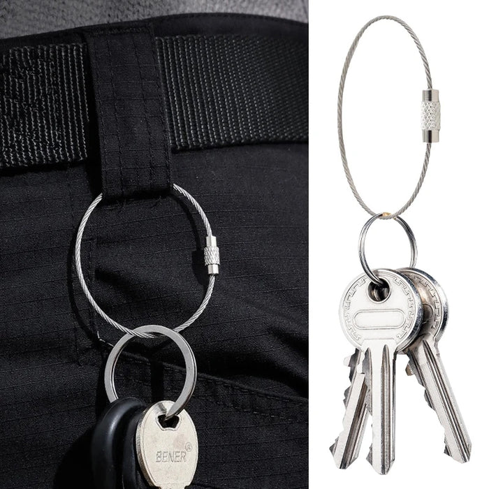 5-20pc Llavero de alambre Cuerda Mosquetón Equipo de camping Cable de acero inoxidable Bucle Tornillo Anillo de bloqueo Llavero Hebilla캠핑용품 땡처리