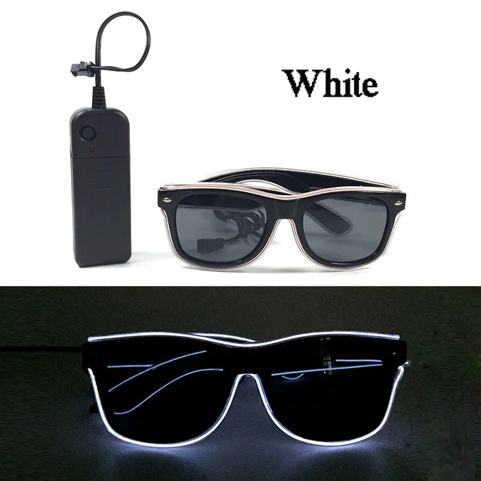 Lunettes lumineuses pour artistes de boîte de nuit Lunettes LED Fête Danse Rave Noël 6V LED Lunettes de soldat futuristes Lumières néon