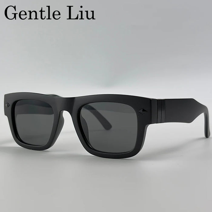 Lunettes de soleil rétro steampunk carrées photochromiques pour hommes, marque de luxe, design oversize, monture épaisse, rivet, lunettes de soleil pour homme