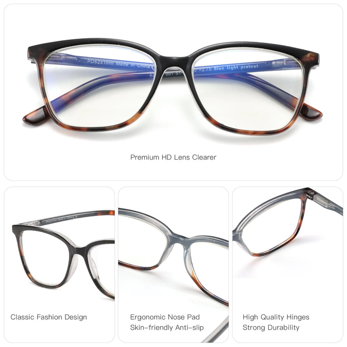 Blue Light Blocking Reading Glasses Anti Eyestrain Computer Reader Eyewear Gaming TV Eyeglasses for Women Men