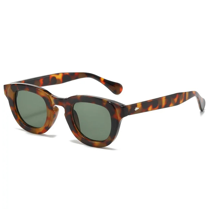 New Oval Sunglasses Women Rivets Brand Shades UV400 Vintage Round Men Fashion Luxury Gray Sun Glasses Leopard Oculus