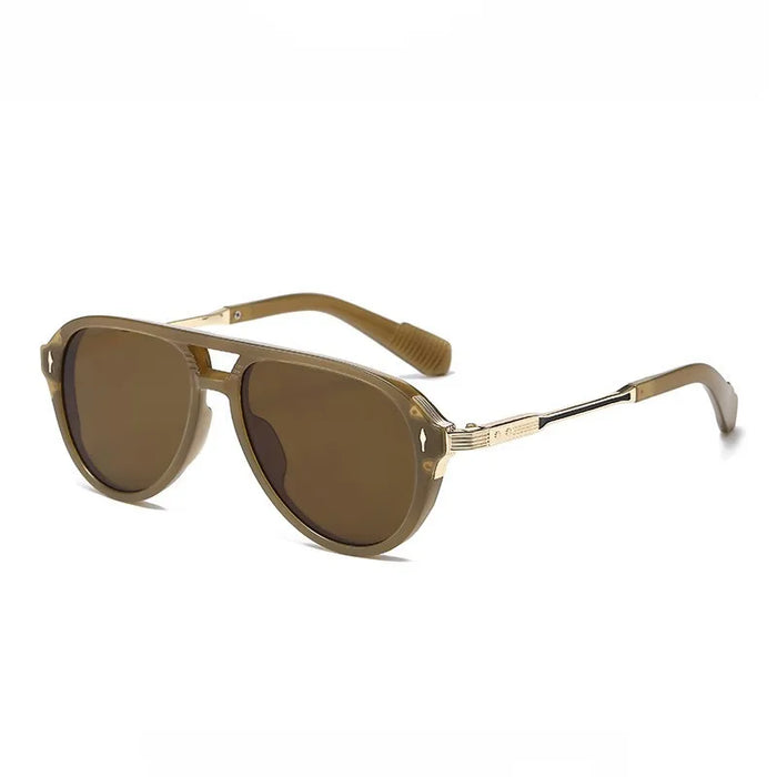 Retro Double Bridges Pilot Women Luxury Sunglasses Fashion Rivets Men Shades UV400 Trending Outdoor Sports Sun Glasses