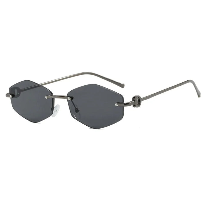 Rimless Diamond Sunglasses Square Women Men Retro Sun Glasses Brand Designer Eyewear UV400 Shades Oculos Female Gafas