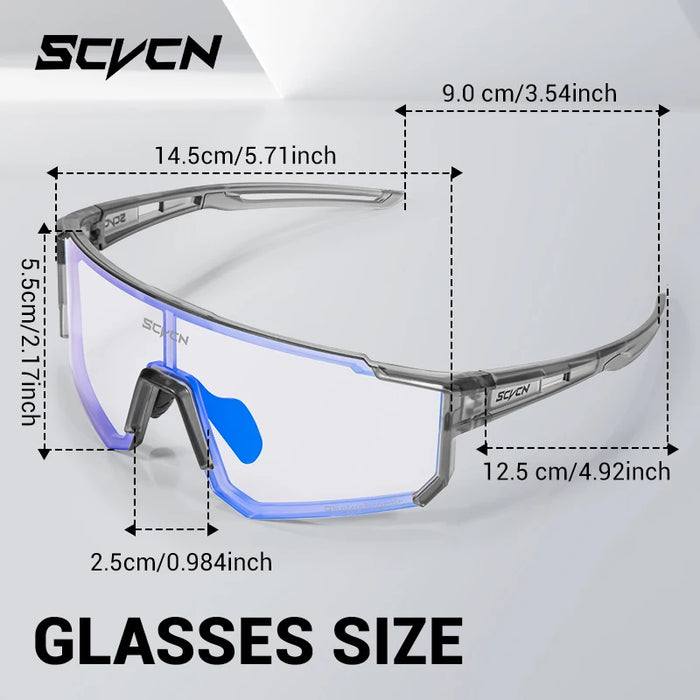 SCVCN Color Photochromic Cycling Glasses Men MTB Cycling Sunglasses Women Road Bike Glasses Outdoor Sports Bicycle Sunglasses