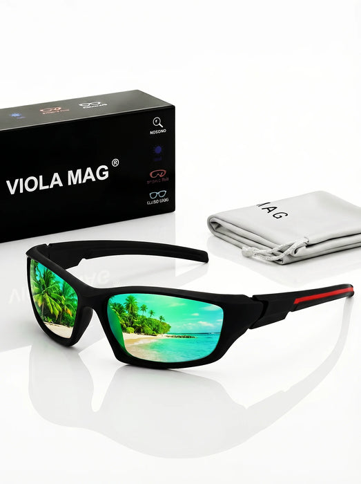 VIOLA MAG Premium  Sports Sunglasses, Ultra-Light TR90 Frame  Wrap Around Eyewear, Fashion Driving Fishing Shades with Luxury Ve