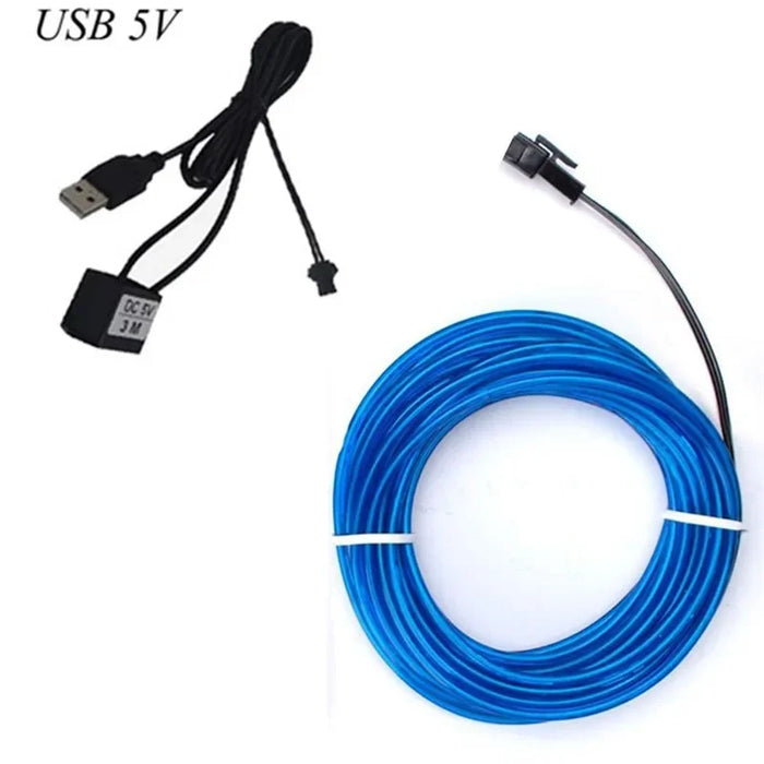 Flexible Neon Light Glow EL Wire Rope Cable LED Lights For Christmas Dance Rave Decoration DIY Shoes Clothing USB LED Strip Lamp