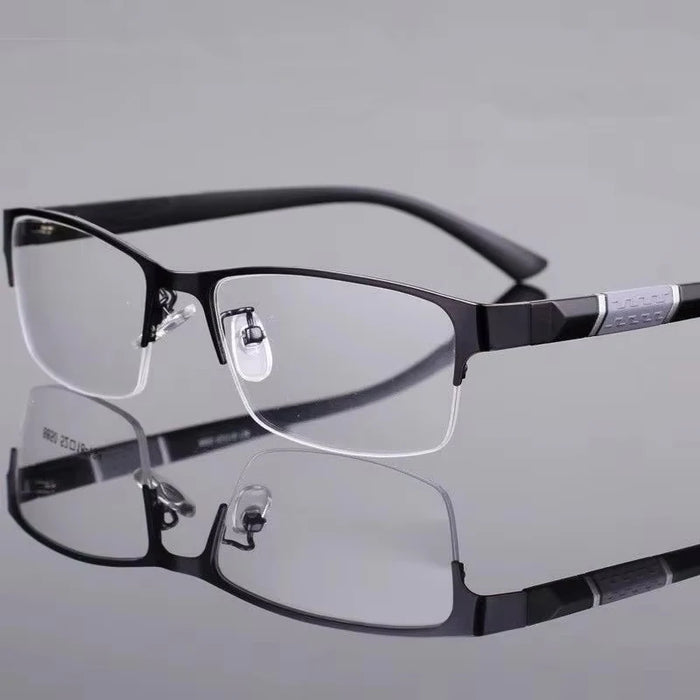 Business Men's Photochromic Myopia Glasses Unisex Half Frame Square Near Sight Eyeglasses Optical Prescription Minus Eyewear