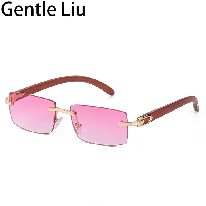 Punk Rimless Rectangle Sunglasses Men 2026 Fashion Vintage Trendy Small Square Sun Glasses for Male Frameless Eyewear UV400