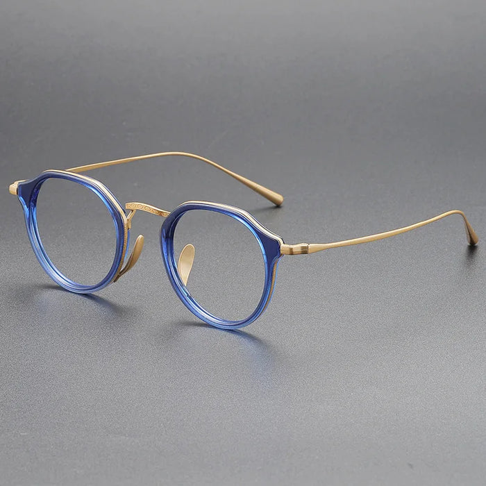 Acetate Titanium Glasses Frame Retro Luxury Round Eyeglasses Men Woman Irregular Fashion Eyewear