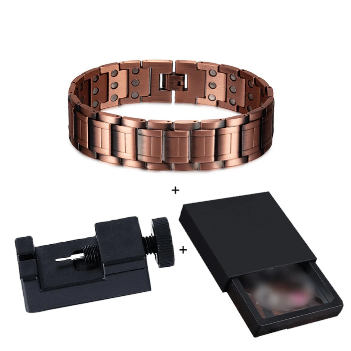 Wristband Magnetic Pure Copper Bracelets Male 21mm Wide Chain High Magnet Arthritis Pain Relief Health Energy Jewelry for Men