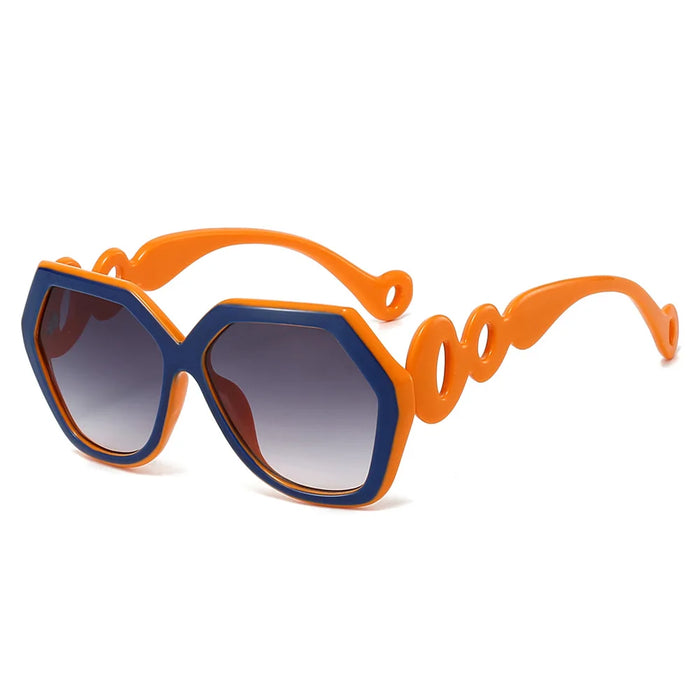 Ins New Trend Retro Gradient Hexagonal Women Sunglasses Personality Contrast Irregular Frame Design Men Versatile Gafas De Sol
