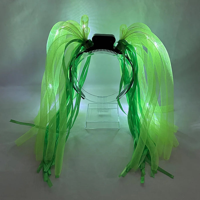 Funny LED Light Up Flashing Party Noodle Bridal Headband LED Glasses Girls Noodle Hair Bachelorette Party Rave Costume Dress Up