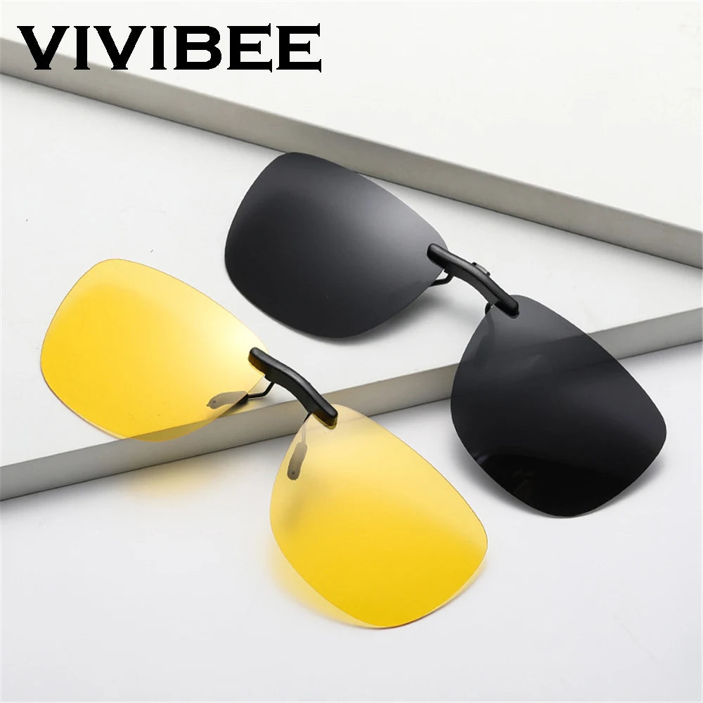 VIVIBEE Lunettes de soleil à clip unisexe pour homme polarisées, pour femme, pour la vision nocturne, la pêche, UV400, pour l l'extérieur