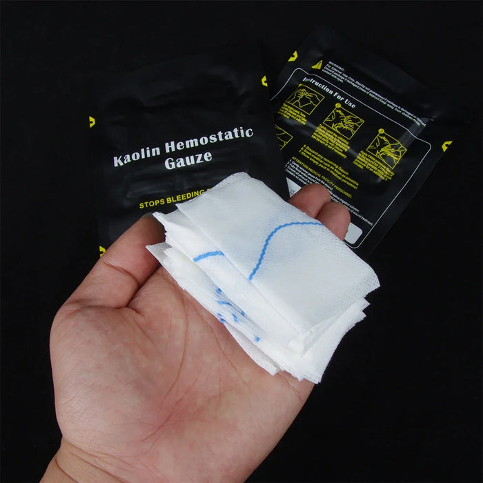Gasa hemostática de caolín para traumatismos de emergencia, plegado en Z, soluble para botiquín de primeros auxilios táctico Ifak, apósito médico para heridas