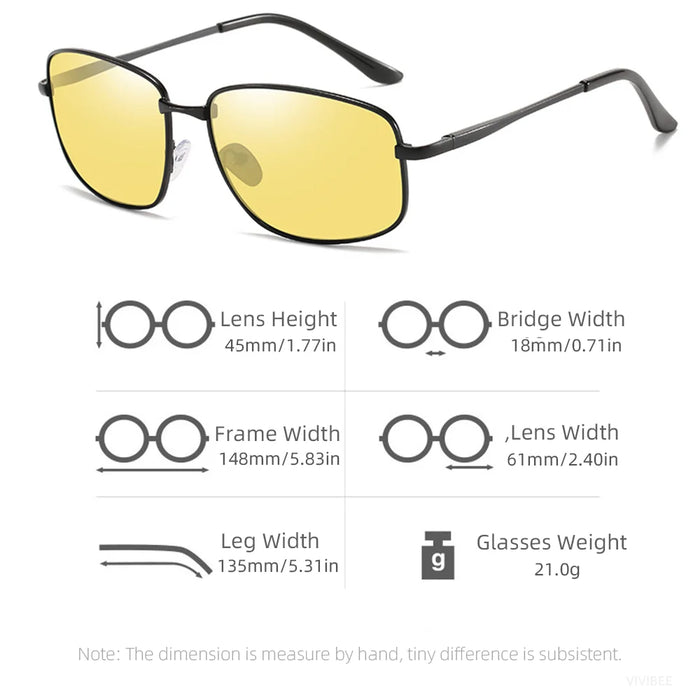 VIVIBEE Polarized Night Vision Glasses for Men Driving 2026 Metal Frame Yellow Nightvision UV400 Women Goggles