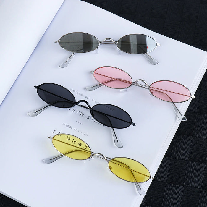 Summer Retro Small Oval Sunglasses Ladies Vintage Shades Cat Eye Sun Glasses Men Women Rectangular Eyeglasses Protection 400UV