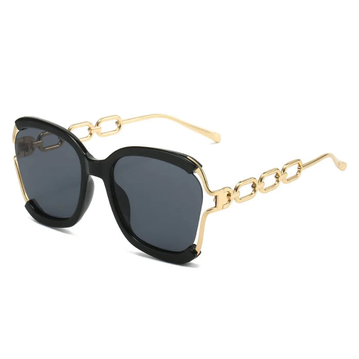 Luxury Square Sunglasses  Women UV400 Retro Brand Chain Metal Frame Shades Summer Sun Glasses for Female