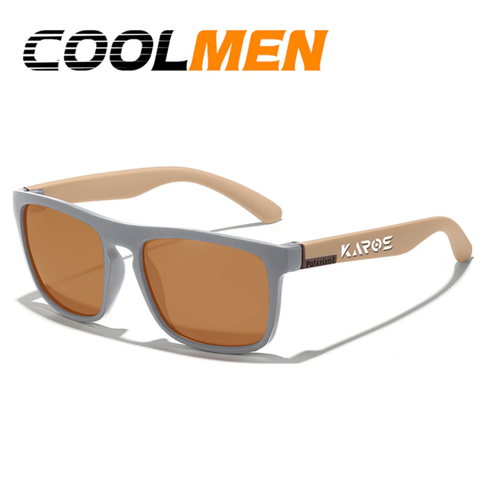 COOLMEN Gafas de sol polarizadas clásicas cuadradas para hombre, pesca, exteriores, conducción, ciclismo, correr, estilo vintage, montura grande, protección UV400