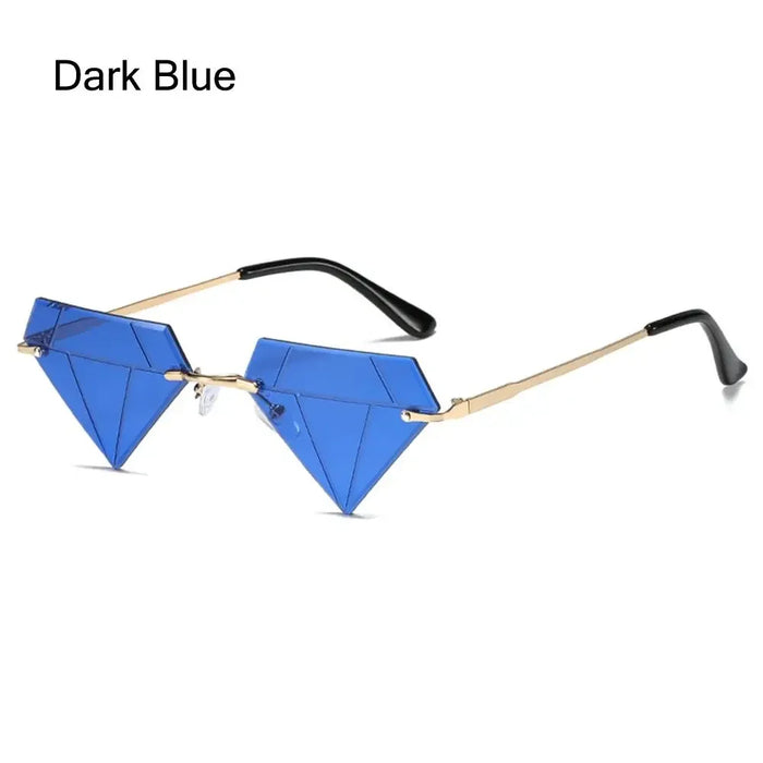 Triangle Diamond Shaped Sunglasses for Women Men Vintage Clear Ocean Gradient Glasses Rimless Polygon Sun Glasses